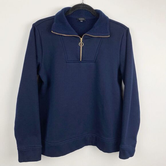 Talbots Navy Blue Fleece Quarter Zip Pullover Sweatshirt Womens Size M - Picture 1 of 4